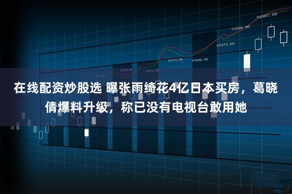 在线配资炒股选 曝张雨绮花4亿日本买房，葛晓倩爆料升级，称已没有电视台敢用她